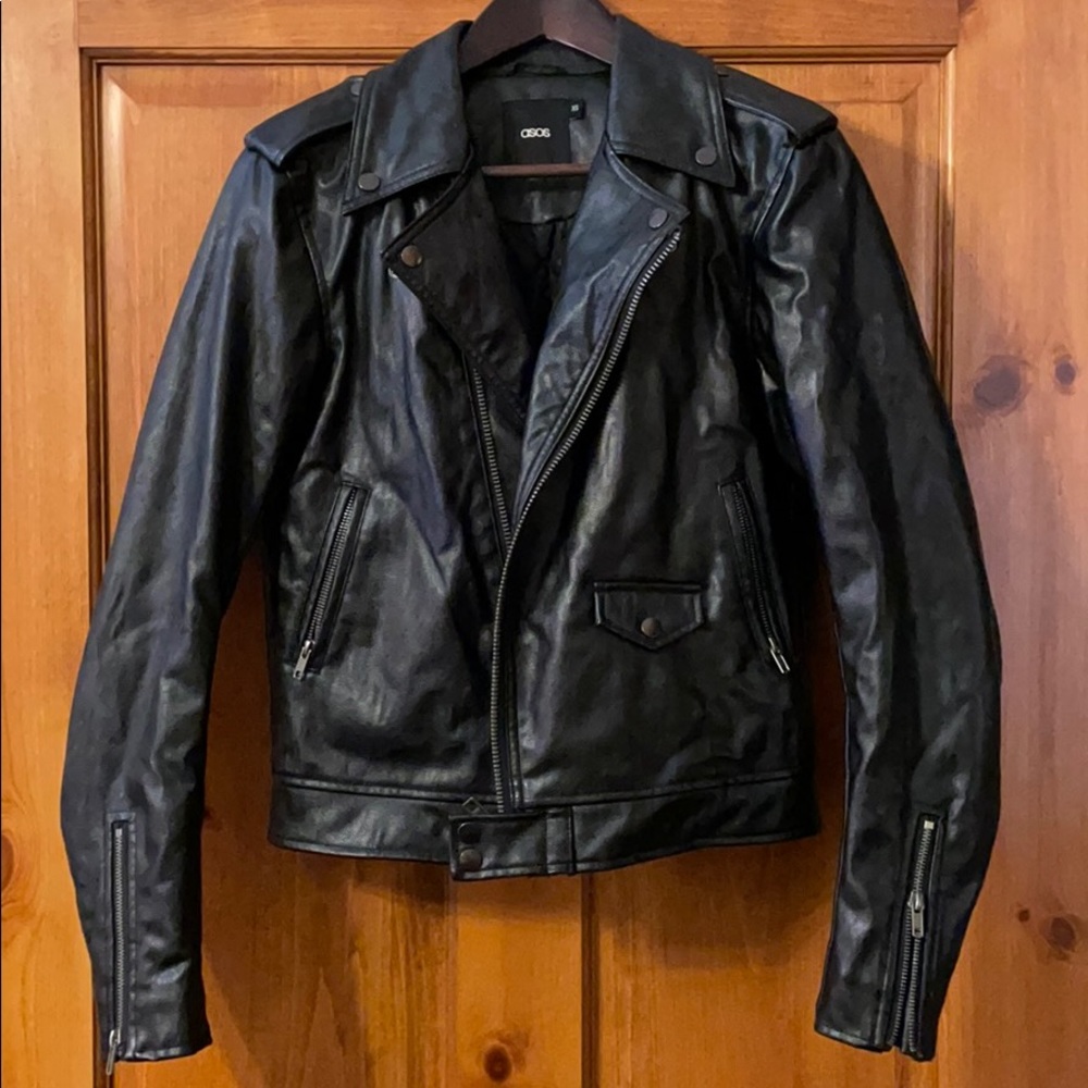 Distressed Faux Leather Jacket